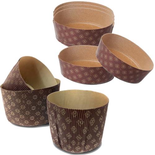 10 Forme per Stampo Panettone in Carta Decorata Oro – ALTO, 750G – Stampo Pandoro 750 Grammi, Resistente per Cottura e Presentazione – Ideali per Panettone, Pan Brioche - Resistenti Fino a 220°C