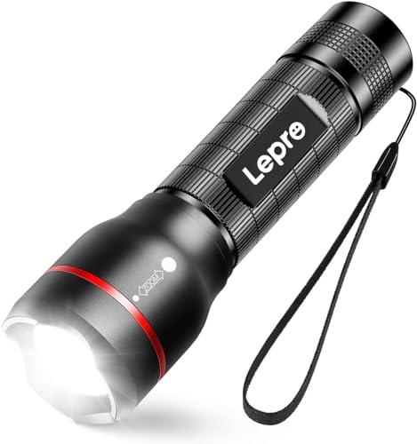 Lepro Torcia LED, Potente Professionale, LE2000 Piccola con 5 Modalità, IPX4 Impermeabile, Zoomabile, Torcia Portatile per Campeggio Pesca Trekking Emergenza- Alimentato a Batteria