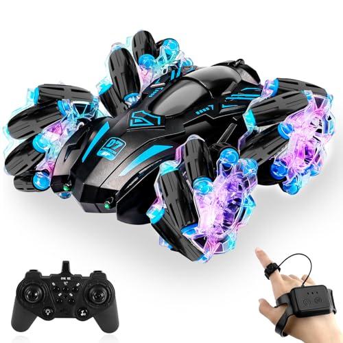 Sheewey Auto Telecomandata, 2,4 Ghz a Doppia Faccia 360° Ruotabile RC Auto, con Il Riconoscimento dei Gesti Orologio RC, può Essere Programmato Automaticamente con un Pulsante per la Dimostrazione