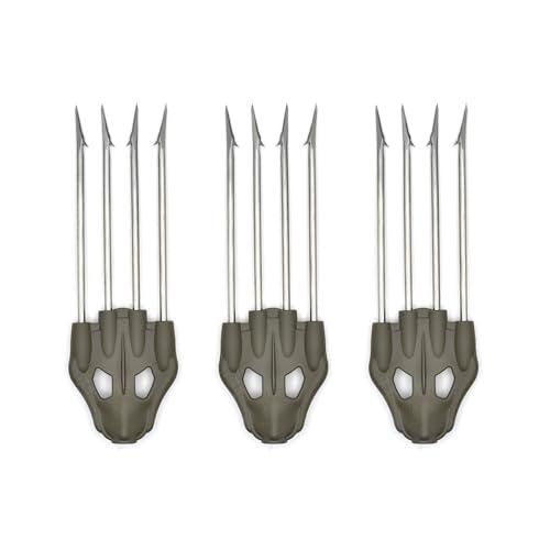 HIRUKO Fiocina Sub 3/4/5 Punte con Punte Mustad e Filettatura Universale in Acciaio Inox – Alta Resistenza, Anti-corrosione - Massima efficacia nella Pesca Subacquea! (3 Fiocine 4 Punte)
