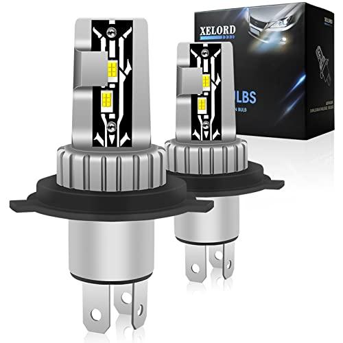 XELORD H4 LED Lampadine Bianca Ad Alta Luminosità,Design di Piccole Dimensioni,Per Fari Luce Auto e Moto DC12V(Confezione da 2)