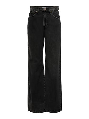 ONLY ONLHOPE Ex HW Wide DNM ANA129 Noos Jeans, Black Denim, 28/32 da Donna