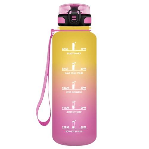 HoneyHolly Borraccia 1,5 Litri, Sportiva Prova di Perdite, Borraccia Motivazionale, Sportiva Tempo, Borraccia Sportiva, con Filtro, Borraccia Palestra per Studio Fitness, Scuola, Ufficio
