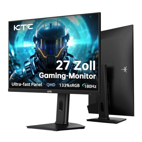 KTC Monitor Gaming H27T7, Monitor 27 Pollici 2K WQHD (2560 x 1440) 180Hz 144Hz con Fast-IPS 1ms, G-Sync, FreeSync, HDR, luminosità 450 cd/m², HDMI, DisplayPort, supporto per sollevamento e rotazione