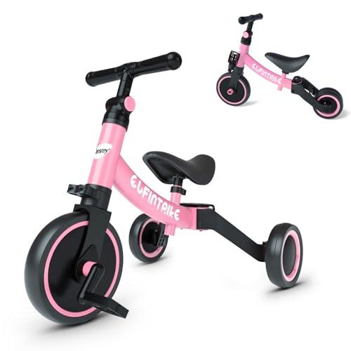 besrey Tricicli 5 in 1 Triciclo per Bambini da 1 a 5 Anni,Triciclo Senza Pedali,Bicicletta Senza Pedali,ROSA