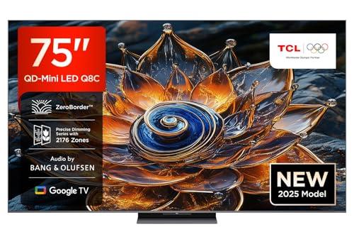 TCL 75Q8C 75-inch QD-Mini LED TV, 4K HDR Premium 4500, ZeroBorder™,Google TV (Dolby Vision IQ & Atmos, CrystGlow WHVA Panel
