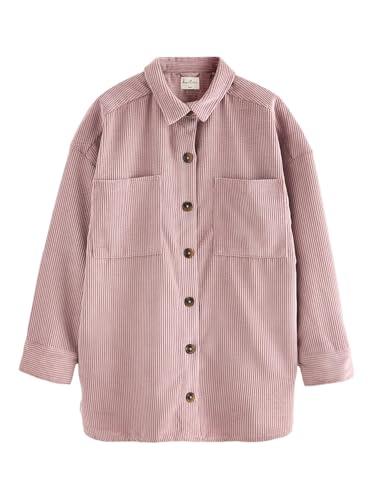 NEXT Giacca Camicia in Velluto Leggera da Donna, Shacket con Vestibilità Oversized Rosa 42