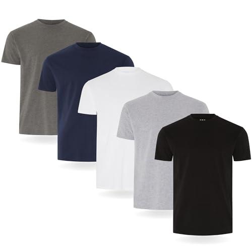FM London confezione da 3/5 Maglietta da uomo - T-shirt premium con design leggermente aderente - Maglietta super morbida realizzata in cotone 100%
