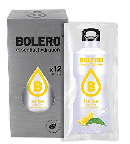 Bolero Drink Ice Tea Lemon 12 Bustine Preparato Polvere Solubile In Acqua Tè Freddo Gusto Limone Prodotto Ideale Per Sport Integratore Sali Minerali Con Vitamina C e 0 Grassi Gluten Free