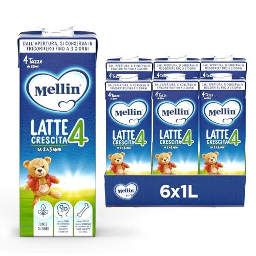 Mellin 4 - Latte di Crescita Liquido per Bambini dal 2° anno compiuto al 3° anno, Pronto all'uso - Formato Convenienza da 6 litri (6x1L)
