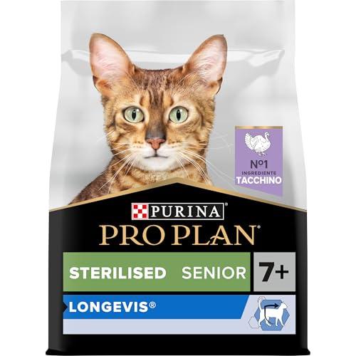 Purina Pro Plan Longevis Sterilised Senior 7+ Crocchette Gatti Ricco in Tacchino, 3kg