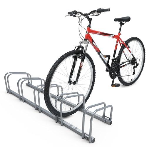 VOUNOT® Rastrelliera per Biciclette, Rastrelliera Portabici, Installazione a pavimento e parete, 5 Posti, Argento