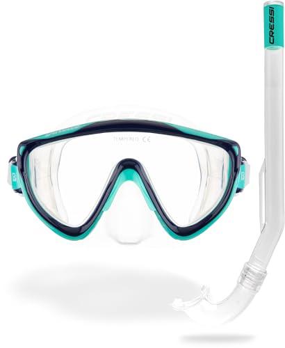 Cressi Tinetto & Mini Island Clear/Blue - Combo Set Snorkeling Junior Maschera Tinetto e Snorkel Mini Island, Trasparente/Blu, Taglia Unica