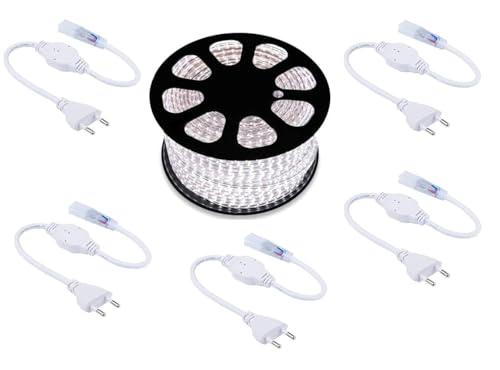 AntDau71 - Bobina Striscia Led Luminosa 100 Metri Luce Bianco Fredda 5050 220v Flessibile da Interno ed Esterno + 5 spine Cw578