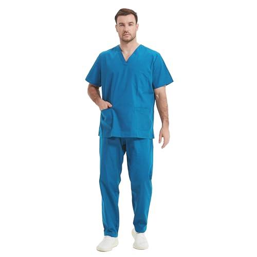 MISEMIYA - Uniformi Unisex Set Camice – Uniforme Medica con Maglia e Pantaloni Uniformi Mediche Camice Uniformi sanitarie - Ref.6801-6802 - Large, Turchese 68