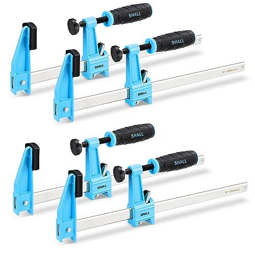 SHALL Morsetto a vite set 4 pezzi, apertura 304 mm (12 pollici), forza di serraggio 272 kg (660 libbre), in acciaio inossidabile,Morsetto da Falegname