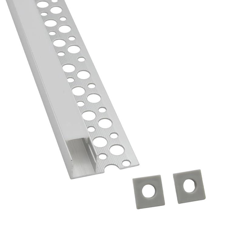 Eurekaled Profilo LED in Alluminio 2mt da Incasso per Cartongesso – Alloggiamento fino a 12 mm – Copertura Opaca Satinata – Ideale per Tagli Luce a Scomparsa cod. WT63002