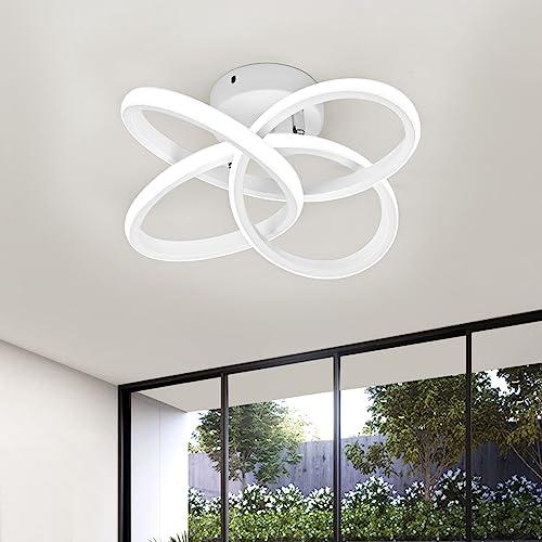 Plafoniera LED,Lampada da Soffitto Moderna 36W 3900lm, Plafoniere Design Fiore,Lampadario acrilico bianca per Soggiorno Cucina Bagno Camera da Letto Corridoio,Luce Bianco Freddo 6000K,Diametro 31cm