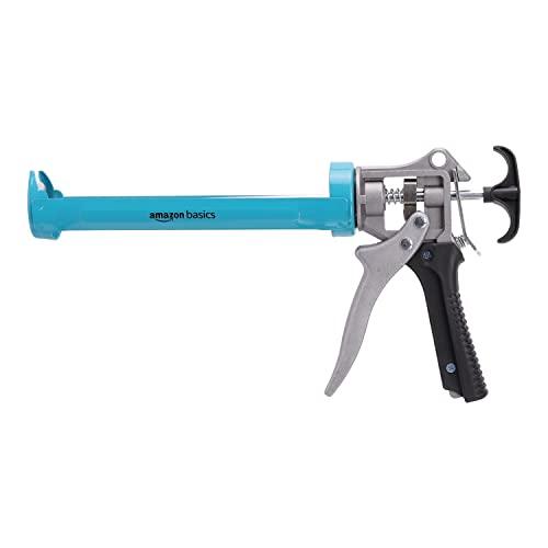 Amazon Basics Pistola sigillante resistente per calafataggio, 310 ml, rapporto di spinta 12:1, manico in alluminio con grilletto di supporto in plastica, Blu, Grigio