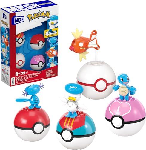 MEGA Pokémon - Squadra di Tipo Acqua, set da costruire con 79 pezzi, include Squirtle, Magikarp, Shellder, Quaxly e 4 Poké Ball con perni, giocattolo per bambini, 6+ anni, JCT42