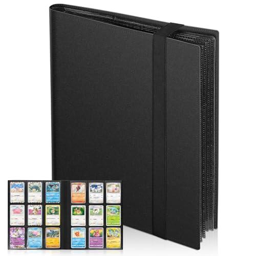 Euqvunn Raccoglitore Carte, 24 Fogli 432 Tasche Album Carte Collezionabili, Binder Cartes a caricamento laterale, Album Porta Cartes a doppia facciata, Card Binder per Pokemon,MTG,Sports Cards(nero)