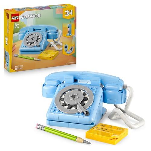 LEGO Creator 3in1 Telefono Retrò con Disco di Selezione Rotante - Si Trasforma in un Modello Anni '80 o in 2 Telefoni Cellulari Anni 2000 - Regalo Creativo per Bambine e Bambini da 8 Anni - 31174