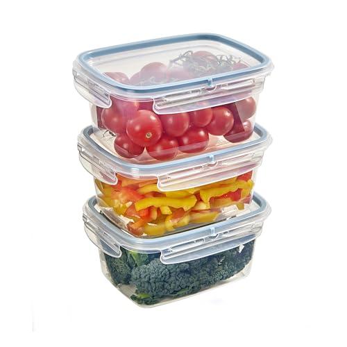 Snips - Set 3 Contenitori per Alimenti 1,2L Trasparenti, Coperchio Salva Freschezza con 4 Chiusure di Sicurezza - Contenitore per Cibi 18,4x14x12 Frigorifero, Microonde e Lavastoviglie, Made in Italy