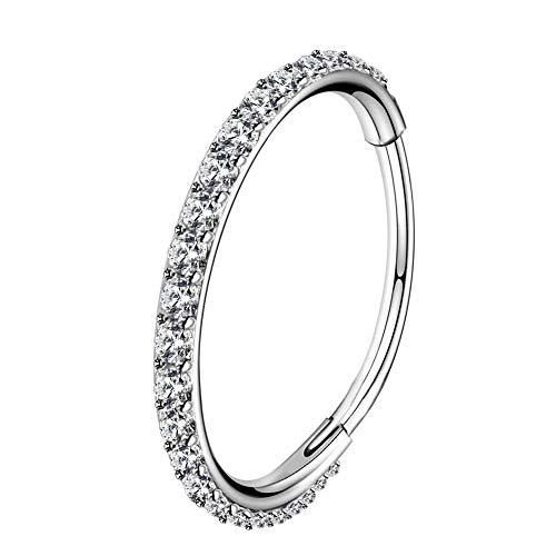 OUFER 18G Naso Anello Cerchio Hoop Nose Ring Nostril Helix Piercing Acciaio Inossidabile 316L CZ Daith Trago Argento Orecchino Cartilage Septum Clicker Gioielli 9 mm