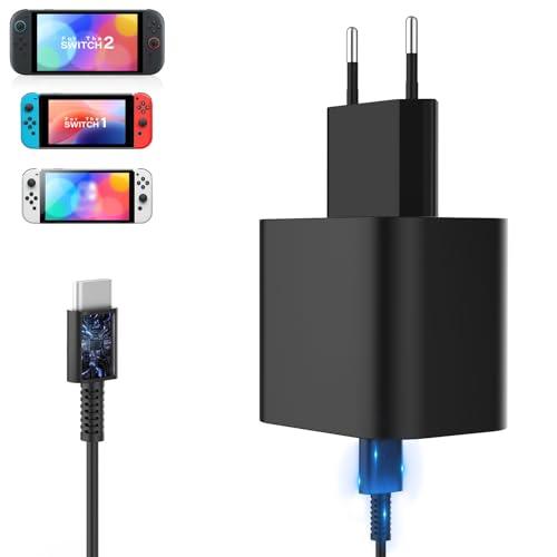 Sehawei Adattatore AC 1,5 m Convertitore per Switch 2, 60W PD carica rapida per console da gioco Switch/Switch Lite/OLED/Steam Deck