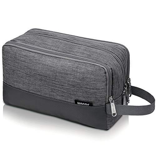 WANDF Borsa da toilette per uomo Donna Borsa da toilette Borsa cosmetica per uomo Donna Nylon Leggero(A - Grigio Denim)