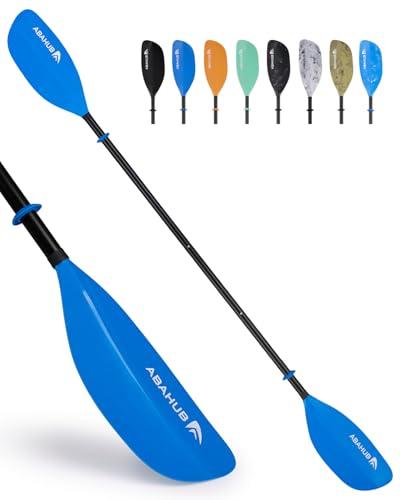 Abahub Pagaia Kayak 210 cm a 230 cm Regolabile Alluminio Doppia Remi Kayak Paddle Pagaie da Kayak per Kayak Barca a Remi Canoa Gambo in Lega di Alluminio Lame in Plastica Blu