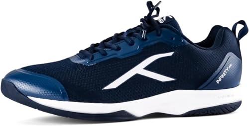 HUNDRED Infinity PRO Non-Marking Professional Badminton Shoe for Men (Navy/White, EU 42/UK 8/US 9) | Material: Polyester/Mesh | Suitable for Indoor Tennis/Squash/Table Tennis/Basketball & Padel