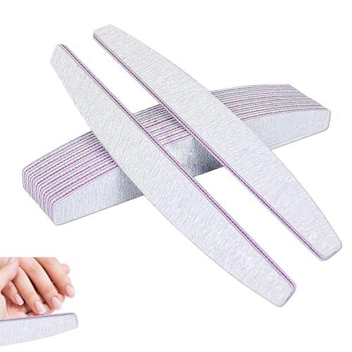 Kafeiya 10 Pezzi Lime per Unghie,Lima per Unghie 100/180 a Doppia Faccia lavabile,Professionale Mezza luna Bilaterale Strumenti per la Cura Degli Unghie,per Uso Domestico e Salone,Grigio