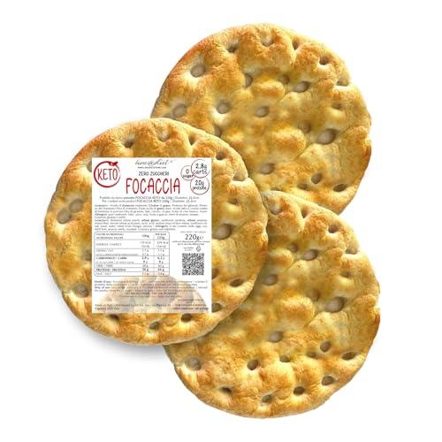 3 KETO FOCACCE Line@diet | 3 confezioni di focaccia artigianale da 220g ad alto contenuto di PROTEINE | 2,8% carboidrati, 44g di proteine, 0 zuccheri