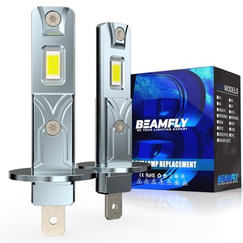 BEAMFLY H1 LED 20000lm 100W, Lampadine Per Fari Auto e Moto, Kit Lampadina 12v per Abbaglianti o Anabbaglianti, Dimensioni 1:1 Alogena, Plug and Play, Luce Bianca 6500k, 2 Lampade LED H1
