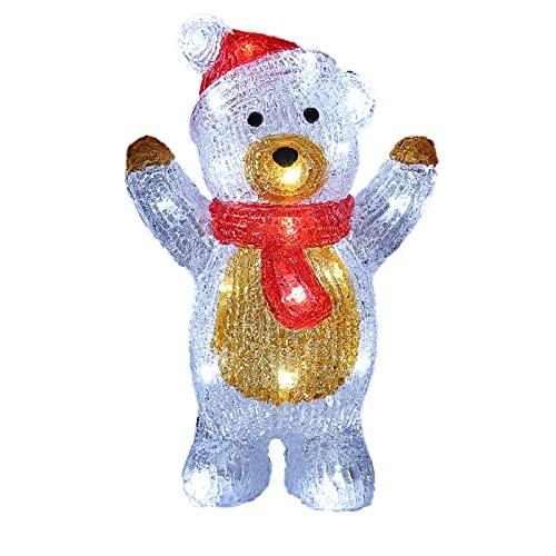 Deuba Figura Acrilica a LED Orsetto Polare Teddy Interno Esterno 30x19x11,5 cm Decorazione di Natale Addobbo Feste Natalizie