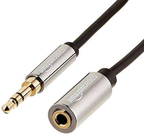 Amazon Basics Ausiliario Cavo prolunga audio stereo maschio/femmina, 3,5 mm, 1.83 m, Nero