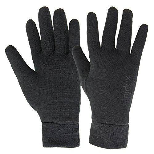 ALPIDEX Sottoguanti Leggeri Sottili Caldi Guanti Invernali Corsa Interni Sportivi Termici Effetto Pile Elastico, Taglia:L, Colore:black