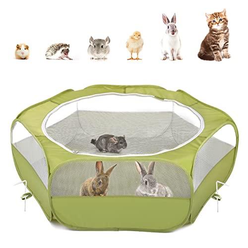 Pawaboo Recinto per Animali Domestici, Box per Animali Piccoli, Tenda per Gatti Cani Cuccioli, Portatile Gabbia, Recinzione in Tessuto Oxford e a Rete, Resistente e Pieghevole, Avocado Verde