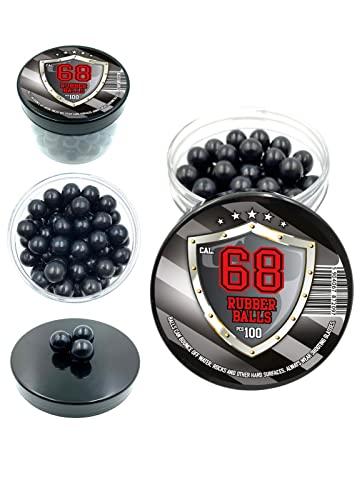 100 x Premium Quality .68 Caliber Hard Rubber Balls Heavy Powerballs Paintballs for Self & Home Defense Pistols