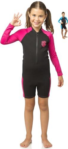 Cressi Little Shark, Shorty Wetsuit 2 mm, Muta Shorty Junior Disponibile a Maniche Corte o Maniche Lunghe Unisex - Bambini, Nero/Rosa, 7/8 Anni