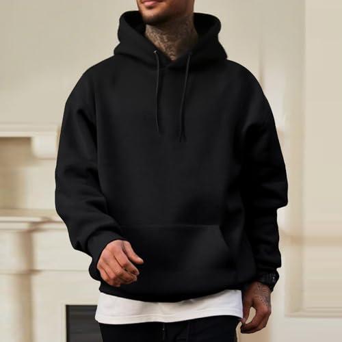 Felpa da Uomo e da Donna, in Cotone, con Coulisse, a Maniche Lunghe, Stile Casual, Nero, X-Large