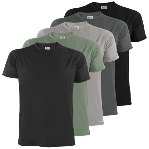 ALPIDEX T-Shirt Magliette da Uomo Confezione da 5 con Girocollo - Taglie S M L XL XXL 3XL 4XL 5XL, Taglia:L, Colore:Storm