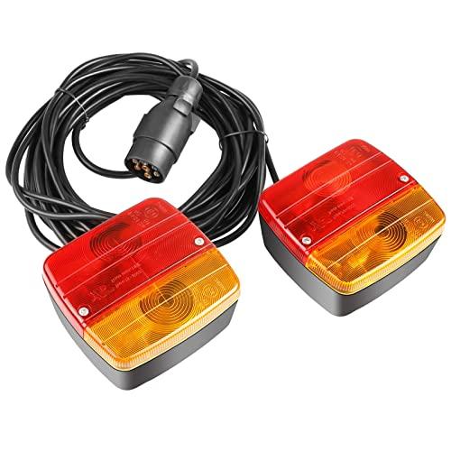 MAMIZO Fanali Posteriori Rimorchio Magnetica Installazione 12V 7M Cavo 7 Pin Spina Impermeabile Rimorchio Luci Posteriori Kit Per RV Autocarro Trattore Rimorchio Camion