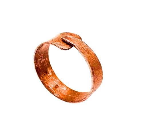 Antica Fucina Rho® - Anello Regolabile in Rame Grezzo | Fine ed Essenziale – Spessore del metallo 0,6 mm | Lavorazione Artigianale 100% Made in Italy | Unisex | Mod. Assiro - Taglia 8-12 (57-67mm)