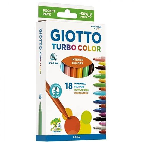 Giotto Turbo Color 18 Pennarelli Punta Fine Colori Assortiti Ricambio Astuccio