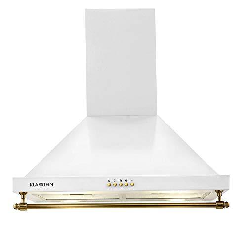 Klarstein Mb - Cappa Aspirante, Cappa Cucina a Parete, Aspirazione e Circolazione d'aria, Cappa con 3 Livelli, 610 m³/h, Filtro in Alluminio, Bianco, 60 cm