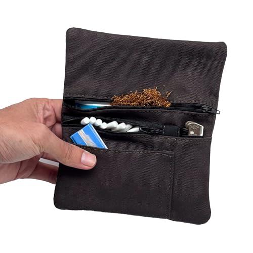 Porta Tabacco Cartine e Filtri + Portafoglio - Cucito a Mano - Astuccio Portatabacco in Tessuto con Scomparti per Cartine, Filtri, Accendino, Carte e Contanti – Uomo e Donna