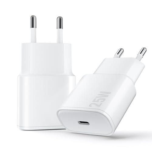 Caricatore USB C, 2 Pack 25W Presa USB C Rapido Caricatore da Muro Alimentazione Adattatore per iPhone 17 16 15 14 13 12 11 Pro Max XR XS Tablet