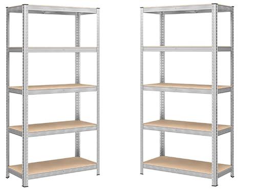 sinlikon Set di 2 ripiani verticali di stoccaggio a 5 livelli, struttura robusta, tavole regolabili, per cucina, soggiorno, ufficio, garage (2)